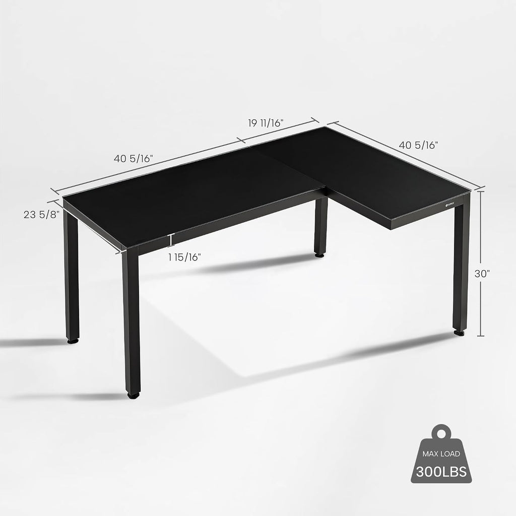 EUREKA ERGONOMIC GTG L Shaped Gaming Desk with LED Glass, Right Side