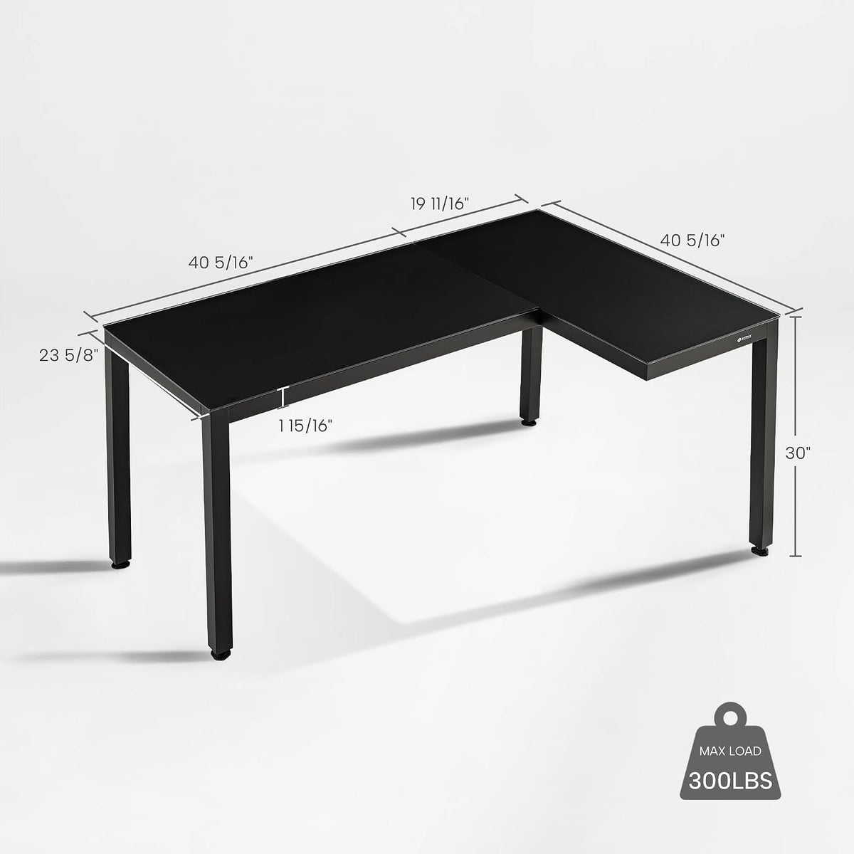 EUREKA ERGONOMIC GTG L Shaped Gaming Desk with LED Glass, Right Side