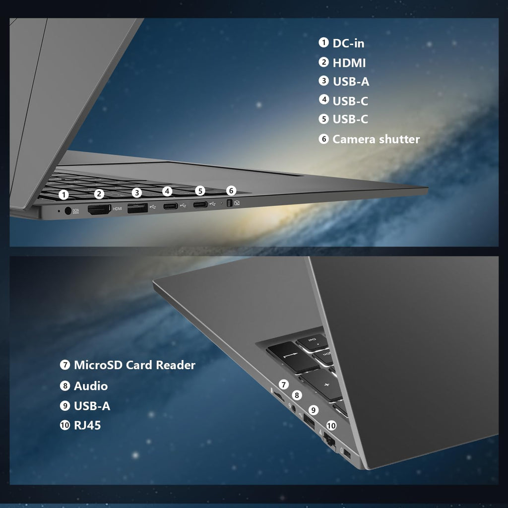 Machenike 17.3'' Laptop, Intel Processor, 16GB DDR5 RAM, 1TB SSD, Backlit Keyboard, Large-Screen with 120Hz Refresh Rate, Perfect for Work, School, and Streaming, Windows 11 Home, Modern Grey