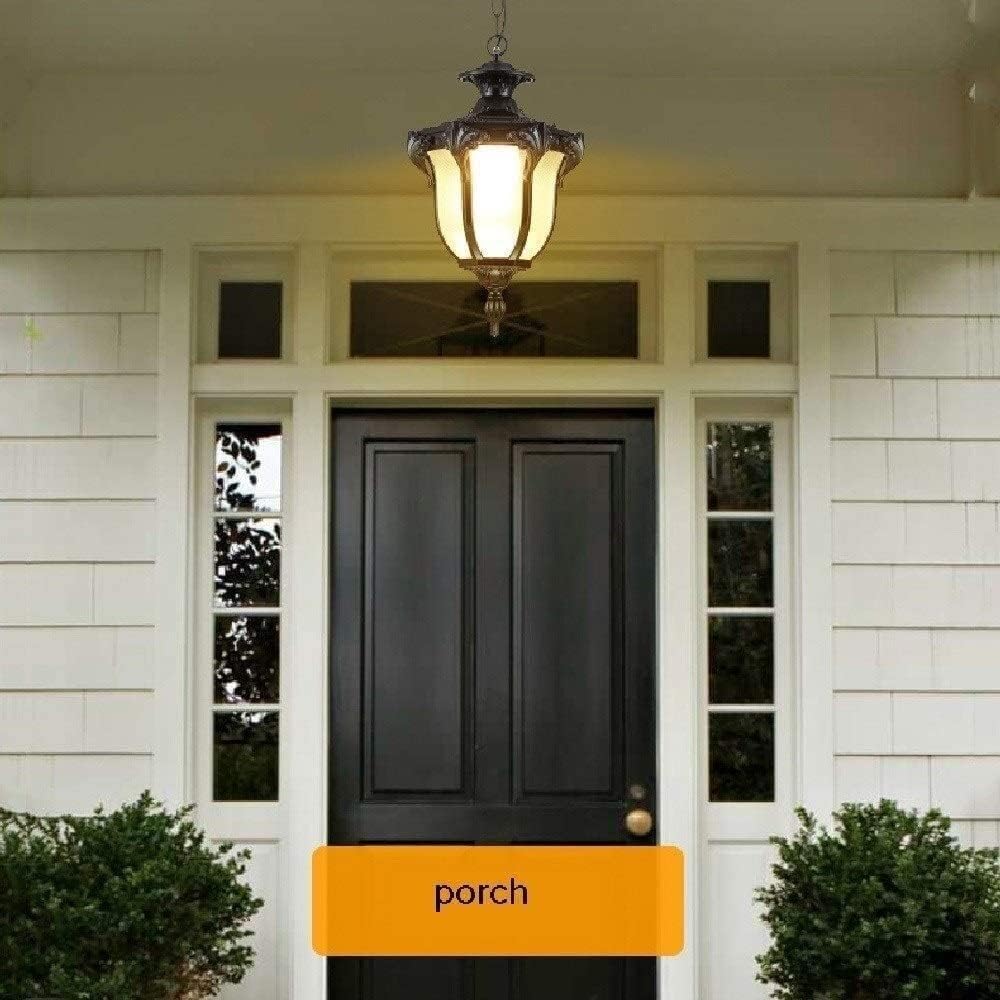Chandelier Outdoor Aluminum Hanging Lantern, Waterproof Glass Chandelier, Corridor Courtyard Decoration Ceiling Aisle Villa Garden Pavilion Grapee Light/Black/31 * 50Cm