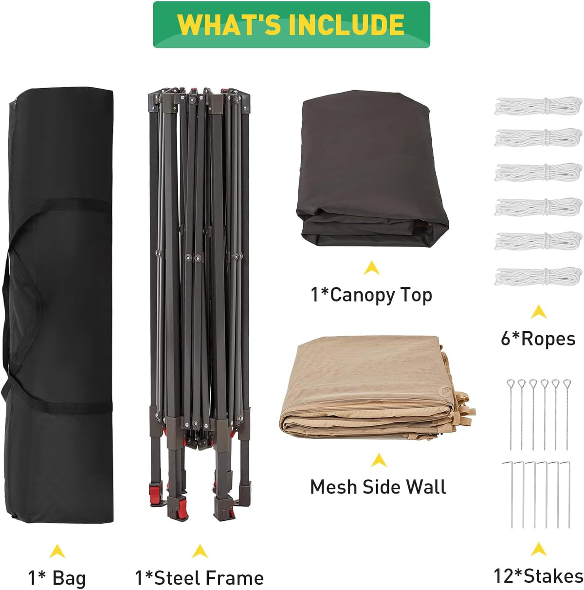13' x 13' Pop-Up Gazebo, Hexagonal Canopy Shelter with 6 Zippered Mesh Netting, Event Tent with Strong Steel Frame for Backyard, Garden, Lawn, Khaki and Beige