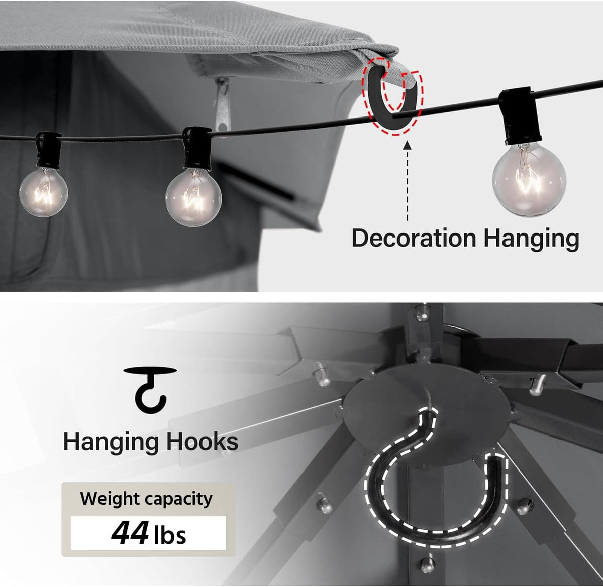 LAUSAINT HOME 10'x20' Outdoor Gazebo, Metal Frame Heavy Duty Patio Canopy Tent Shelter with Double Roofs, Mosquito Nettings and Privacy Screens for Backyard, Garden, Lawn, Gray