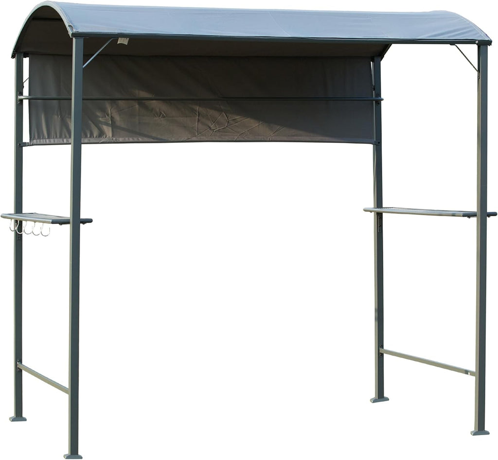 Outsunny 7FT Grill Gazebo BBQ Canopy with Sun Shade Panel Side Awning, 2 Exterior Serving Shelves, 5 Hooks for Patio Lawn Backyard Multi