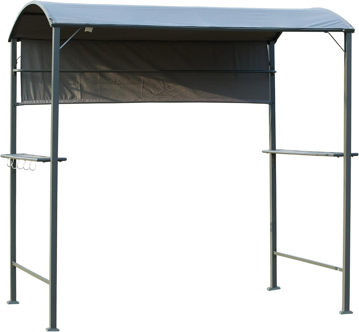 Outsunny 7FT Grill Gazebo BBQ Canopy with Sun Shade Panel Side Awning, 2 Exterior Serving Shelves, 5 Hooks for Patio Lawn Backyard Multi
