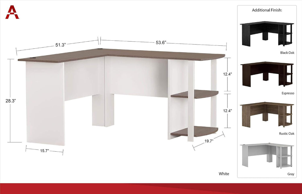 Ameriwood Home Dakota L-Desk with Bookshelves, Espresso