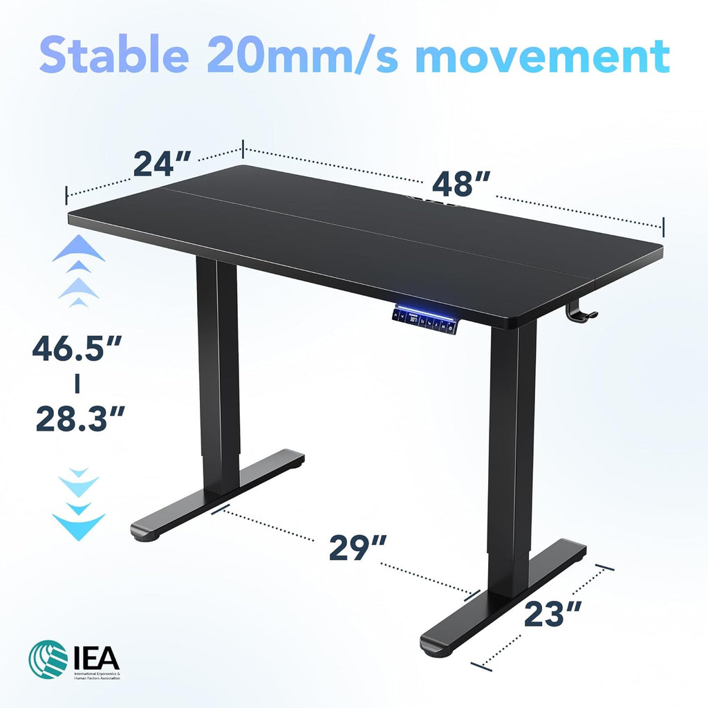 HUANUO 32' AI Smart Standing Desk with App-Synced Sedentary Reminders, Electric Height Adjustable Desk with Body-Data Ergonomic Presets, Voice Control Alexa/Google/Siri, 3 Memory Settings Table, Black