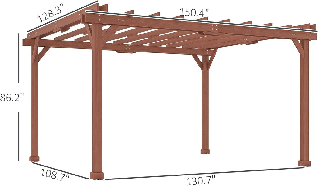 Outsunny 11' x 12.5' Outdoor Pergola, Wood Pergola Gazebo Grape Trellis with Stable Structure for Climbing Plant Support, Patio, Deck, Backyard, Lawn