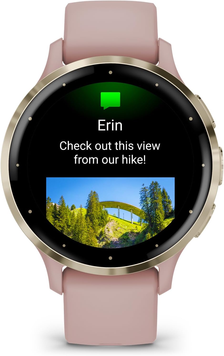 Garmin Venu 3S Soft Gold Stainless Steel Bezel 1.2-Inch AMOLED Touchscreen Display Smart Watch with 41mm Dust Rose Case and Silicone Band