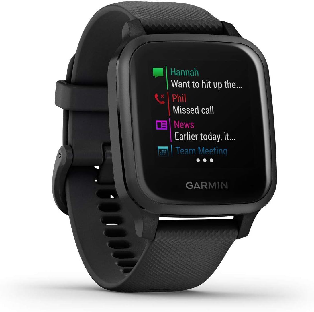 Garmin Venu Sq Music, GPS Smartwatch with Bright Touchscreen Display, Features Music and Up to 6 Days of Battery Life, Black