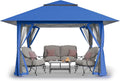 CROWN SHADES 13x13 Pop Up Gazebo, Canopy Tent, Gazebos on Clearance - Outdoor Gazebo for Backyard & Patio Furniture - Carpa Pop Up Tent with Wheeled STO-N-Go Cover Bag (Blue)