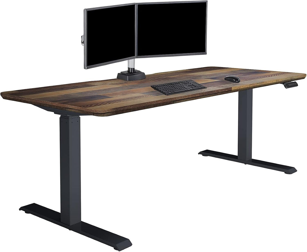 Vari Classic Electric Standing Desk - VariDesk Height Adjustable Sit/Stand Desk - Dual Motor with Memory Presets, Stable T-Style Legs - Gaming or Home Office Workstation - 72'x30', Reclaimed Wood