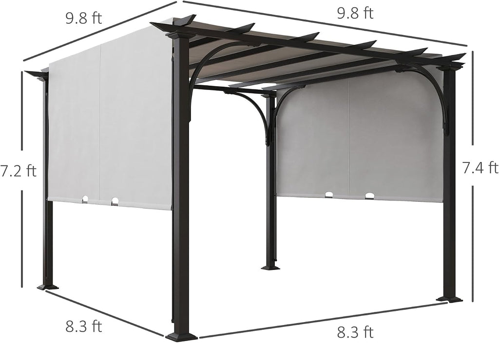 Outsunny 10' x 10' Patio Pergola with Weather-Resistant Steel Frame, Backyard Sun Shade Canopy Cover Shelter for Porch Party, Garden, Grill Gazebo, White