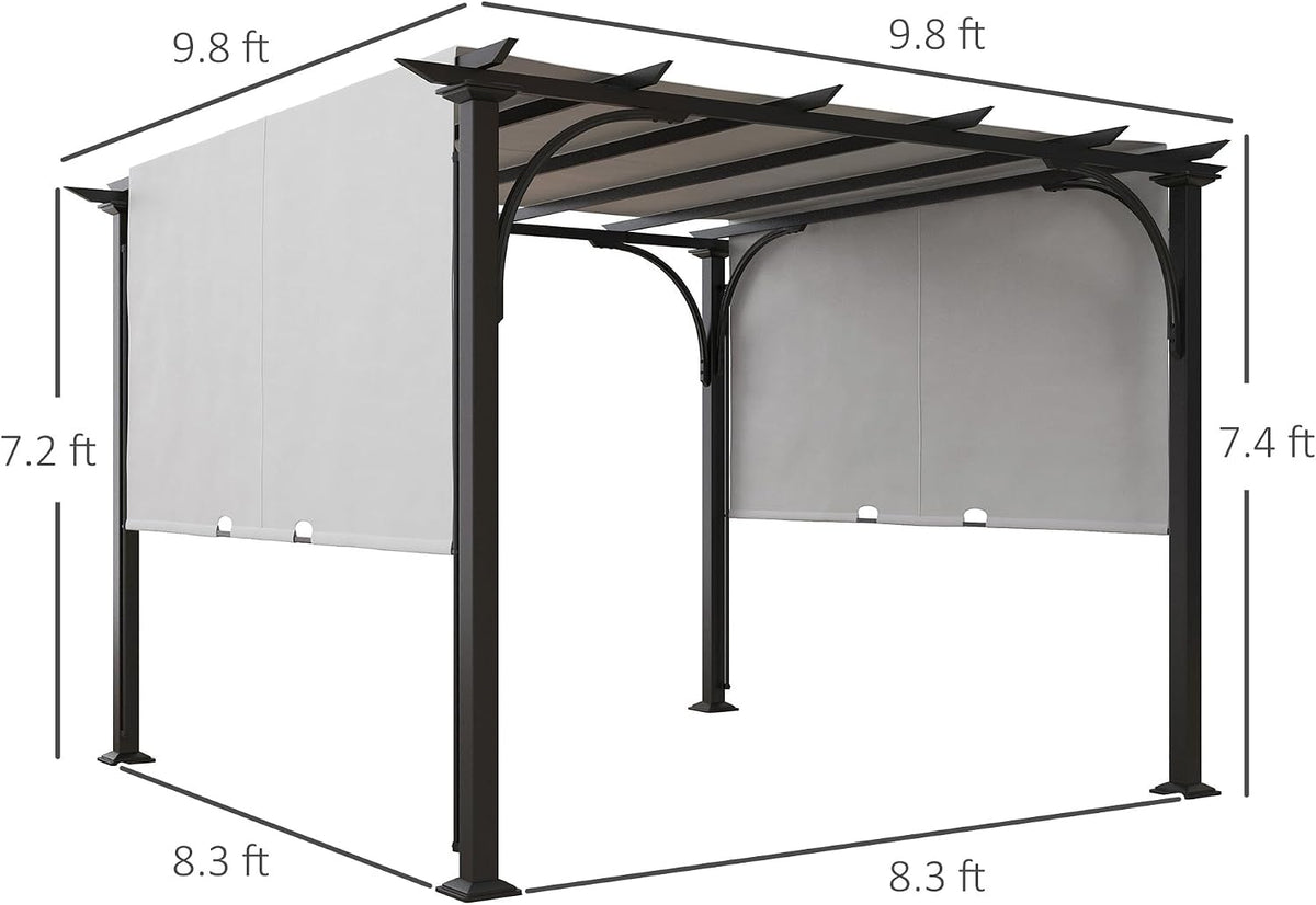 Outsunny 10' x 10' Patio Pergola with Weather-Resistant Steel Frame, Backyard Sun Shade Canopy Cover Shelter for Porch Party, Garden, Grill Gazebo, White
