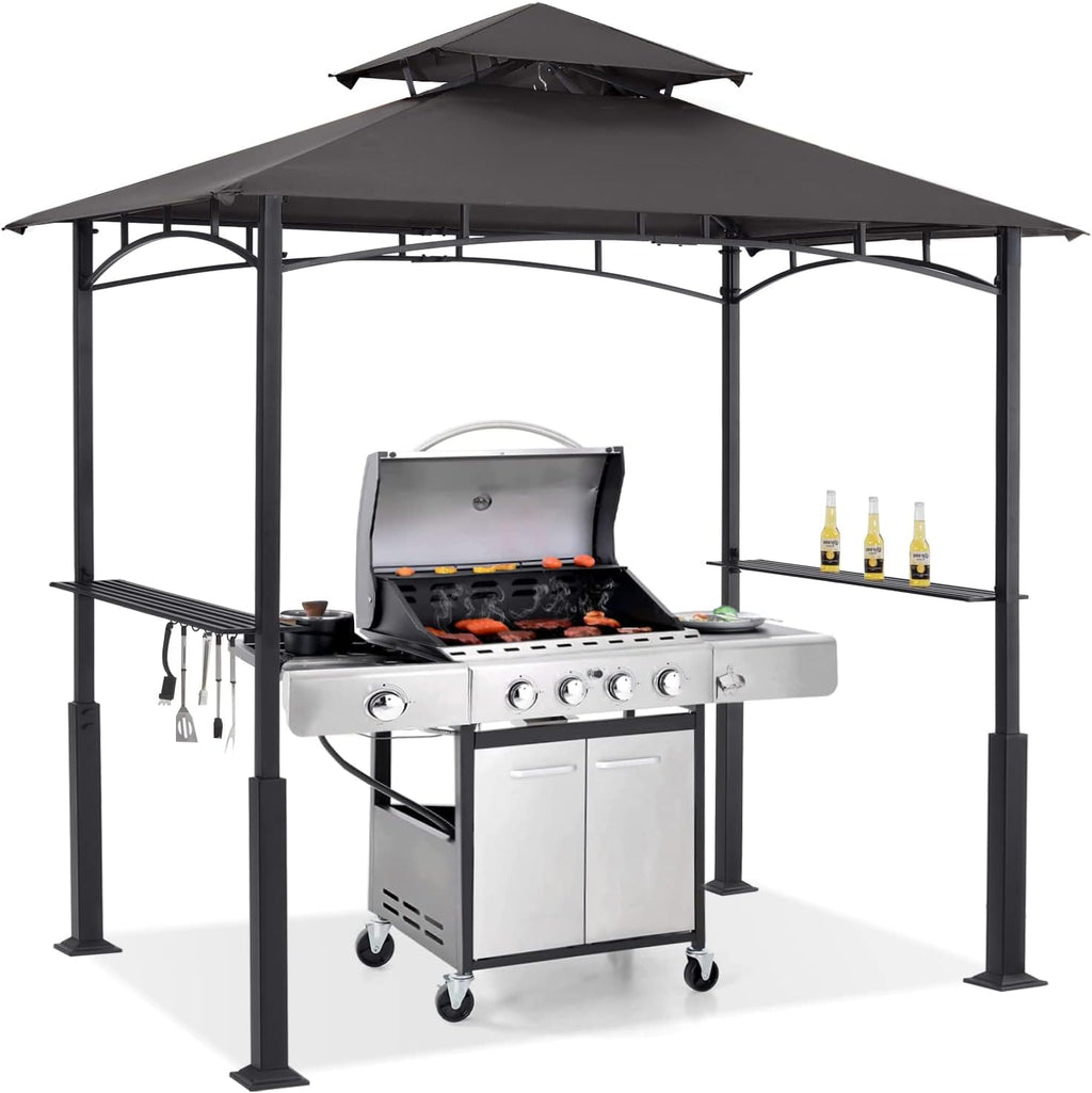 ABCCANOPY 8x5 Grill Gazebo - Outdoor BBQ Canopy Shelter with Led Light for Patio Backyard Grilling (Dark Gray)
