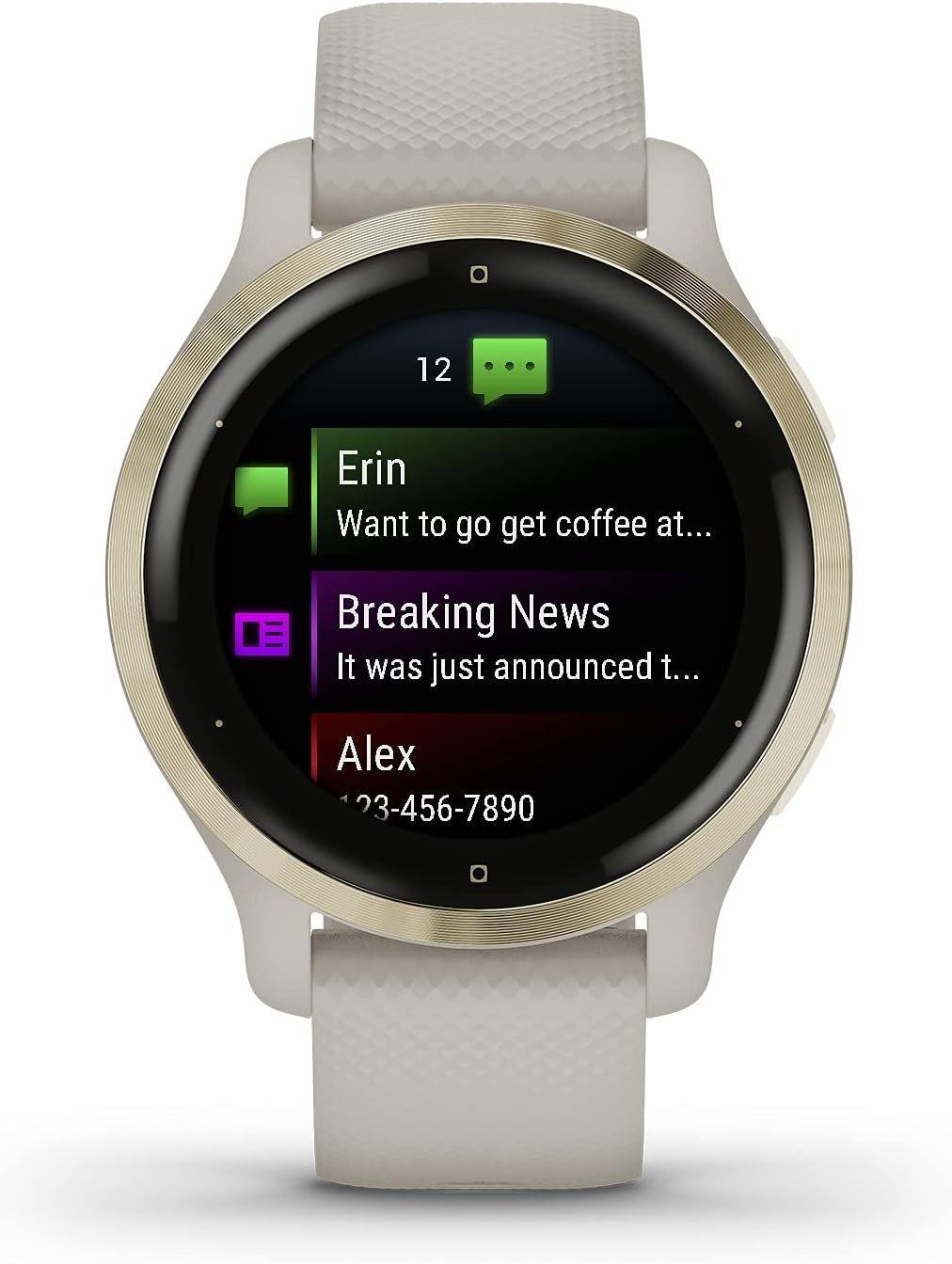 Garmin Venu 2S, Smaller-Sized GPS Smartwatch with Advanced Health Monitoring and Fitness Features, Light Gold Bezel with Tan Case and Silicone Band, (010-02429-01)