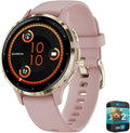 Garmin Venu 3S Health Fitness GPS Smartwatch Gold Steel Bezel with Dust Rose Case 41mm | Official USA Partner Model | Bundle 010-02785-03 with 2 YR CPS Enhanced Protection Pack