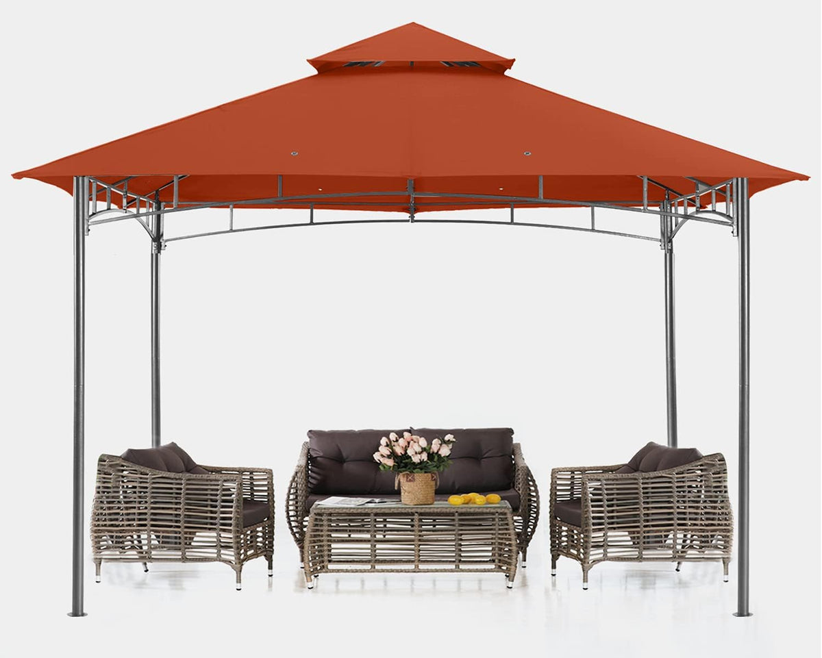 ABCCANOPY Gazebos for Patios 8x8 - Outdoor Steel Frame Gazebo for Lawn Backyard Garden Deck (Rust Red)