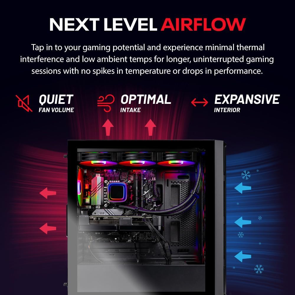 Skytech Gaming Rampage Desktop PC, Intel i7 14700F 2.1 GHz (5.3GHz), NVIDIA RTX 4070 12GB, 2TB NVMe SSD, 16GB DDR5 RAM 5200, 750W Gold PSU, 360mm ARGB AIO, Wi-Fi, Win 11