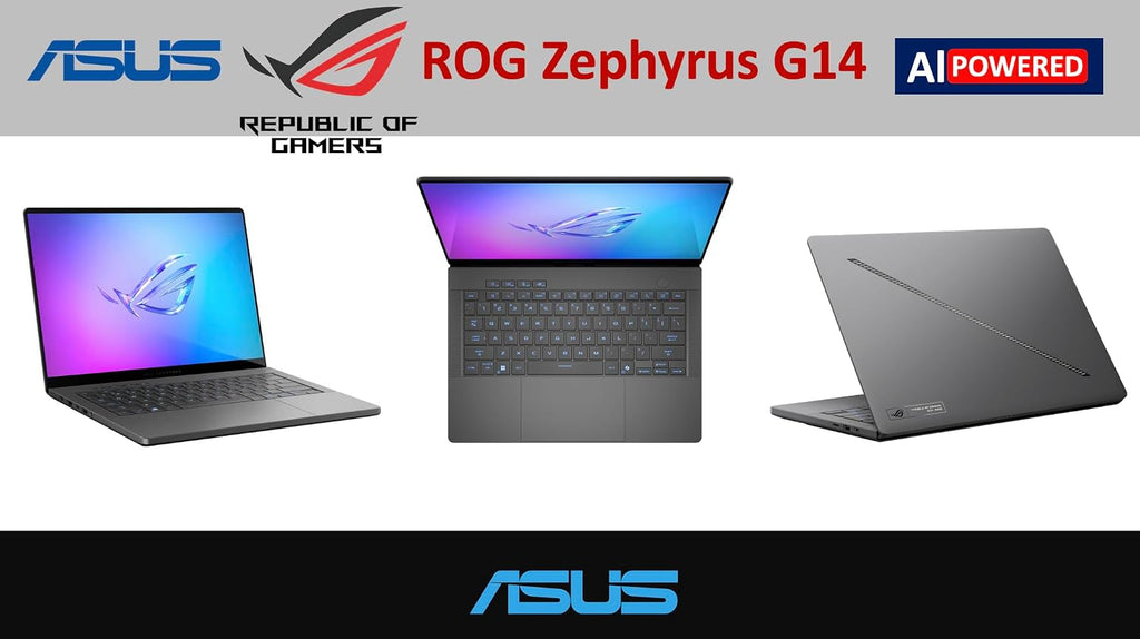 ASUS ROG Zephyrus G14 AI Gaming Laptop 14.0' 120Hz Display (AMD Ryzen 9 270, GeForce RTX 5070 8GB, 32GB LPDDR5X, 4TB PCIe SSD, RGB Keyboard, WiFi 7, Webcam, Win 11 Pro) w/DKZ USB Port Expander