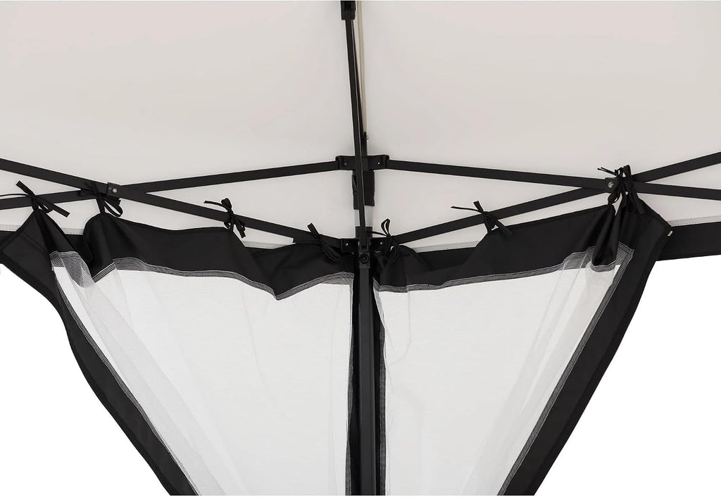 SUNJOY 11x11 ft. Pop Up Gazebo, 2-Tone Portable Canopy/Tent, Outdoor Hexagon Steel Frame Soft Top Gazebo with Mesh Sidewalls and Carry Bag, White & Black