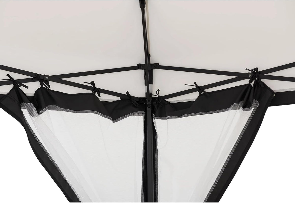 SUNJOY 11x11 ft. Pop Up Gazebo, 2-Tone Portable Canopy/Tent, Outdoor Hexagon Steel Frame Soft Top Gazebo with Mesh Sidewalls and Carry Bag, White & Black
