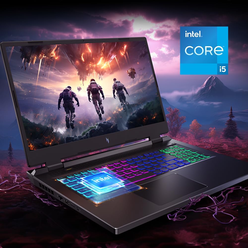 acer Nitro 17 Gaming Laptop | Intel Core i5-14450HX | NVIDIA GeForce RTX 4050 Laptop GPU | 17.3' FHD IPS 165Hz G-SYNC Display | 16GB DDR5 | 512GB Gen 4 SSD | Killer Wi-Fi 6E | AN17-72-56FS