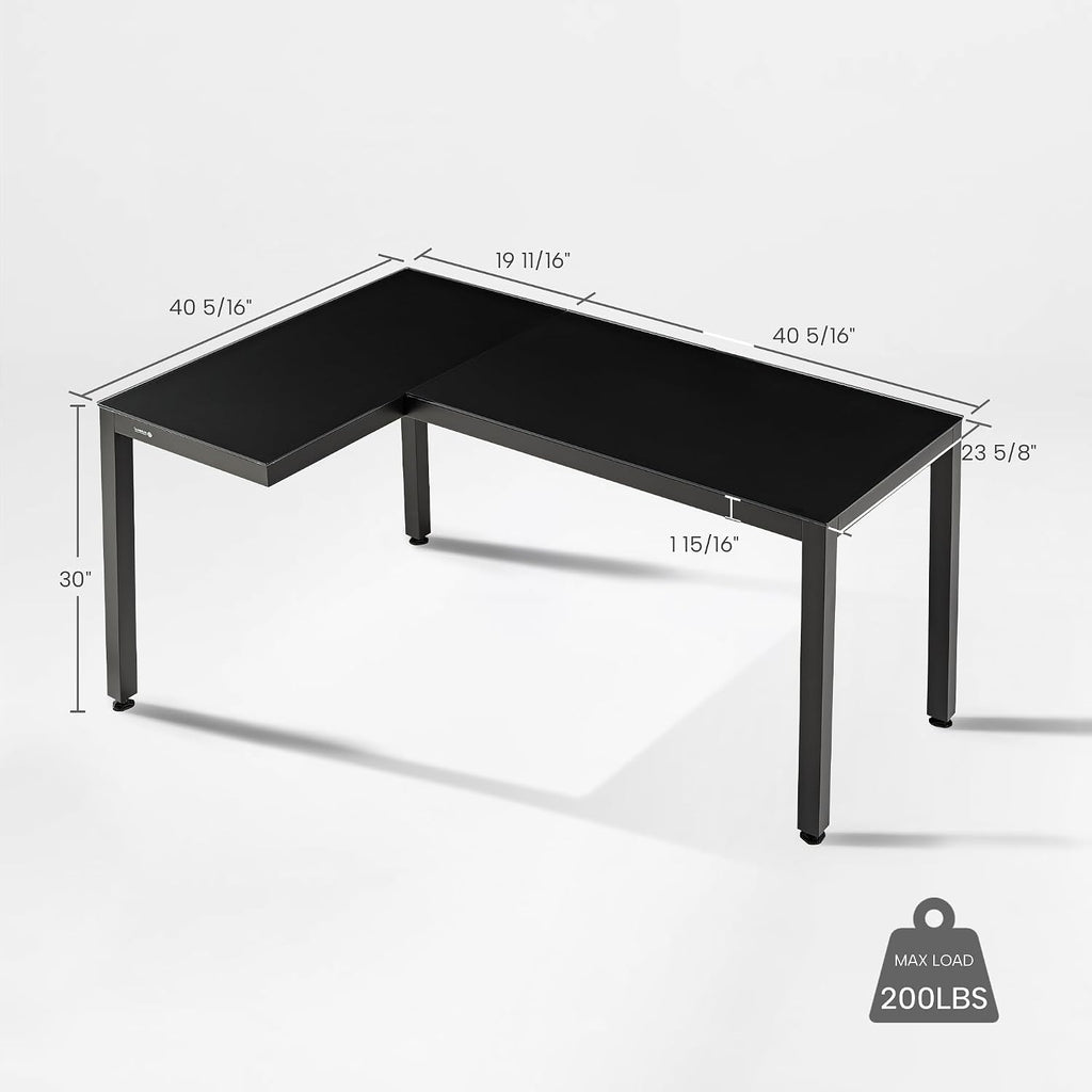 EUREKA ERGONOMIC GTG L Shaped Gaming Desk with LED Glass, Light Side