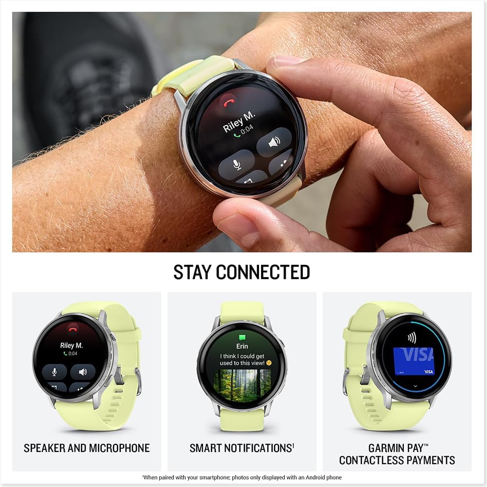 Garmin 010-03014-02 Venu 4, 45 mm Health & Fitness GPS Smartwatch, Silver with Citron Silicone Band Bundle with Deco Essentials Exclusive 26 Month CPS Enhanced Protection Pack