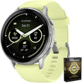 Garmin 010-03014-02 Venu 4, 45 mm Health & Fitness GPS Smartwatch, Silver with Citron Silicone Band Bundle with Deco Essentials Exclusive 26 Month CPS Enhanced Protection Pack