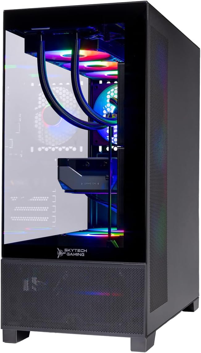 Skytech Gaming Azure 3 Plus Desktop PC, Ryzen 9 9900X 4.4 GHz (5.6GHz), NVIDIA RTX 5070 Ti 16GB, 2TB Gen4 NVMe SSD, 32GB DDR5 RAM 5200 RGB, 850W Gold ATX 3 PSU, 360mm ARGB AIO, Wi-Fi, Win 11