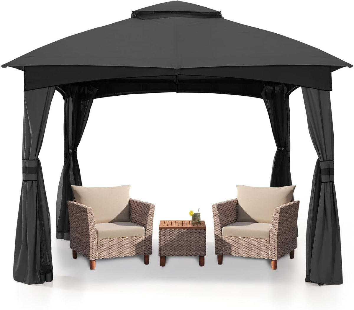 MASTERCANOPY Outdoor Patio Gazebo for Garden with Upgrade Steel Frame and Netting Walls (8x8,Gray)