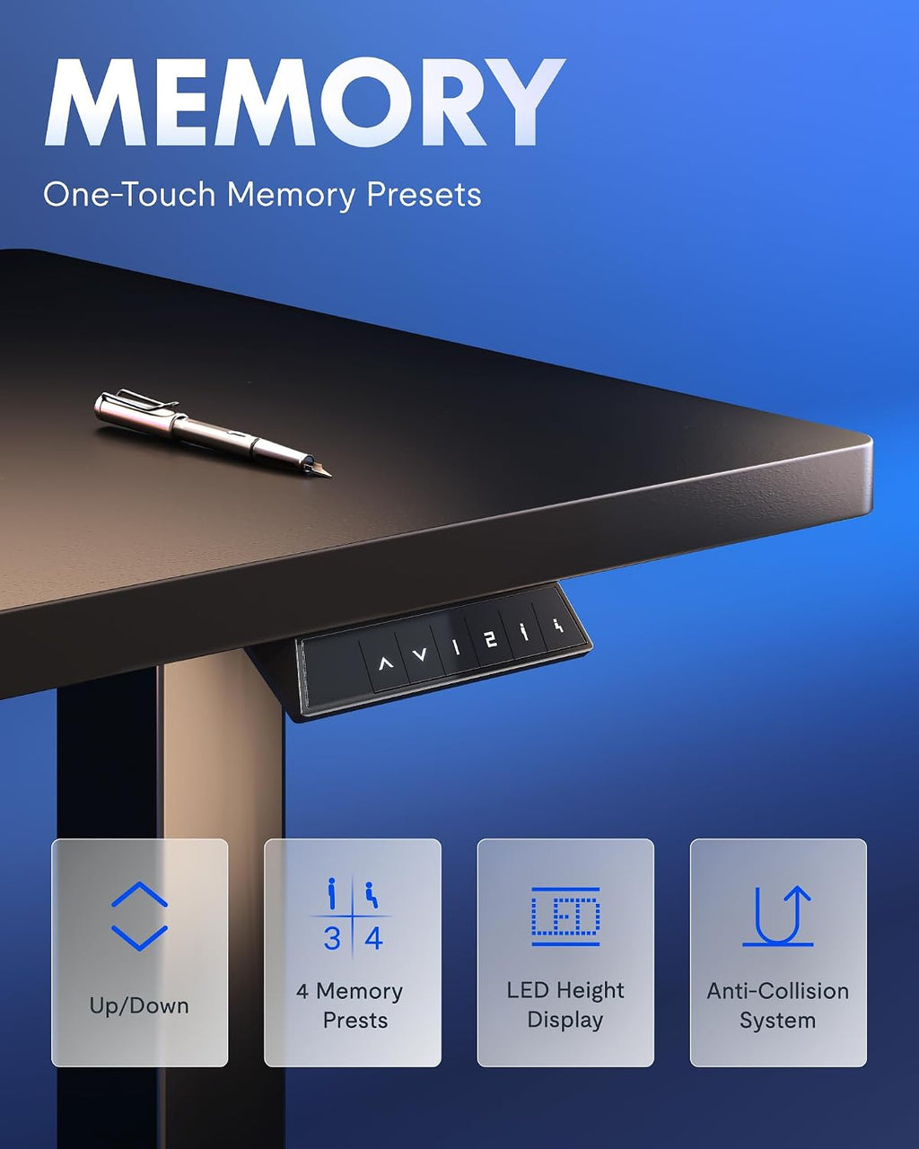 FLEXISPOT EN1 One-Piece Standing Desk, Electric Adjustable with 4 Memory Presets, 176 LBS Capacity, Stable & Quiet, Seamless Desktop for Home Office & Dual Monitors, 55'x28' Black