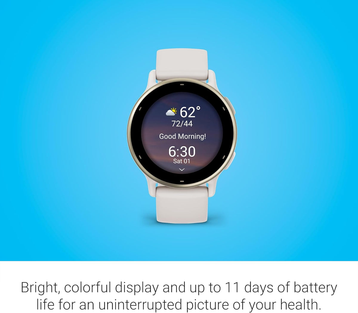 Garmin vívoactive 5, Health and Fitness GPS Smartwatch, AMOLED Display, Up to 11 Days of Battery (Renewed) (Ivory)
