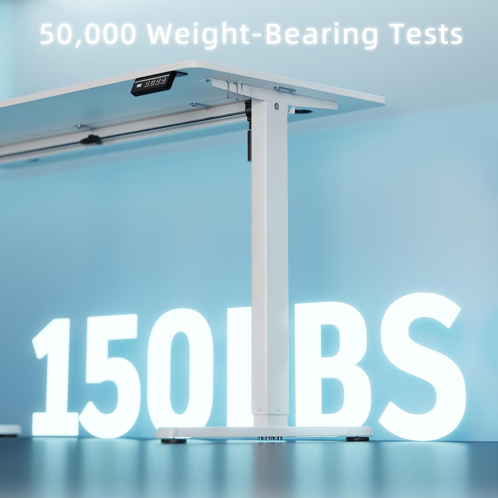 Shintenchi Standing Desk, 55x24 Inch Height Adjustable Electric Sit Stand up Desk, Ergonomic Rising Computer Table, Modern Lift Gaming Desk Workstation for Home Office, White