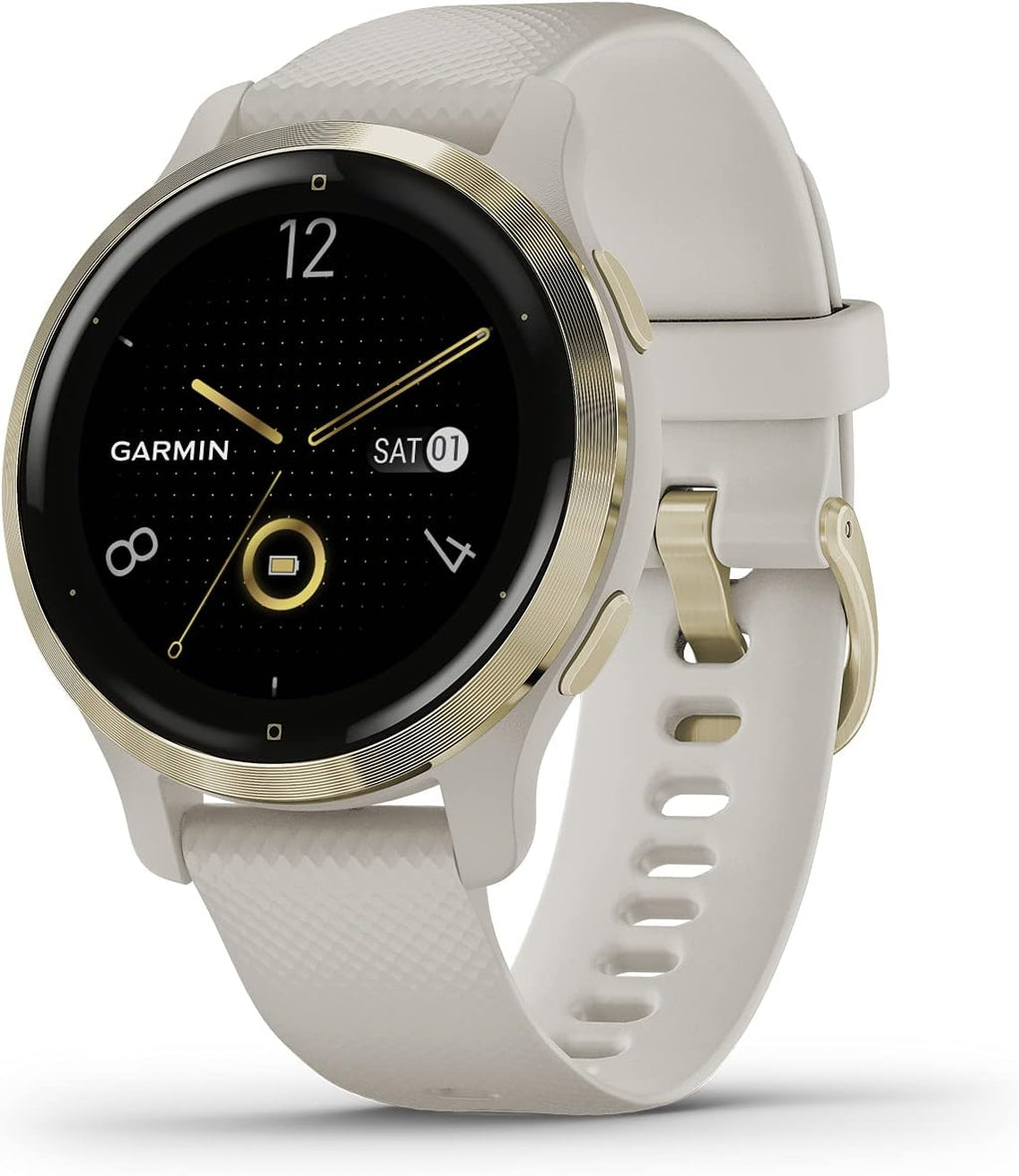 Garmin Venu 2S, Smaller-Sized GPS Smartwatch with Advanced Health Monitoring and Fitness Features, Light Gold Bezel with Tan Case and Silicone Band, (010-02429-01) (Renewed)