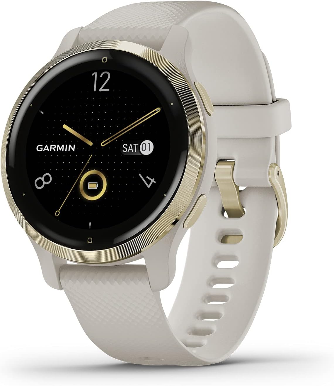 Garmin Venu 2S, Smaller-Sized GPS Smartwatch with Advanced Health Monitoring and Fitness Features, Light Gold Bezel with Tan Case and Silicone Band, (010-02429-01)