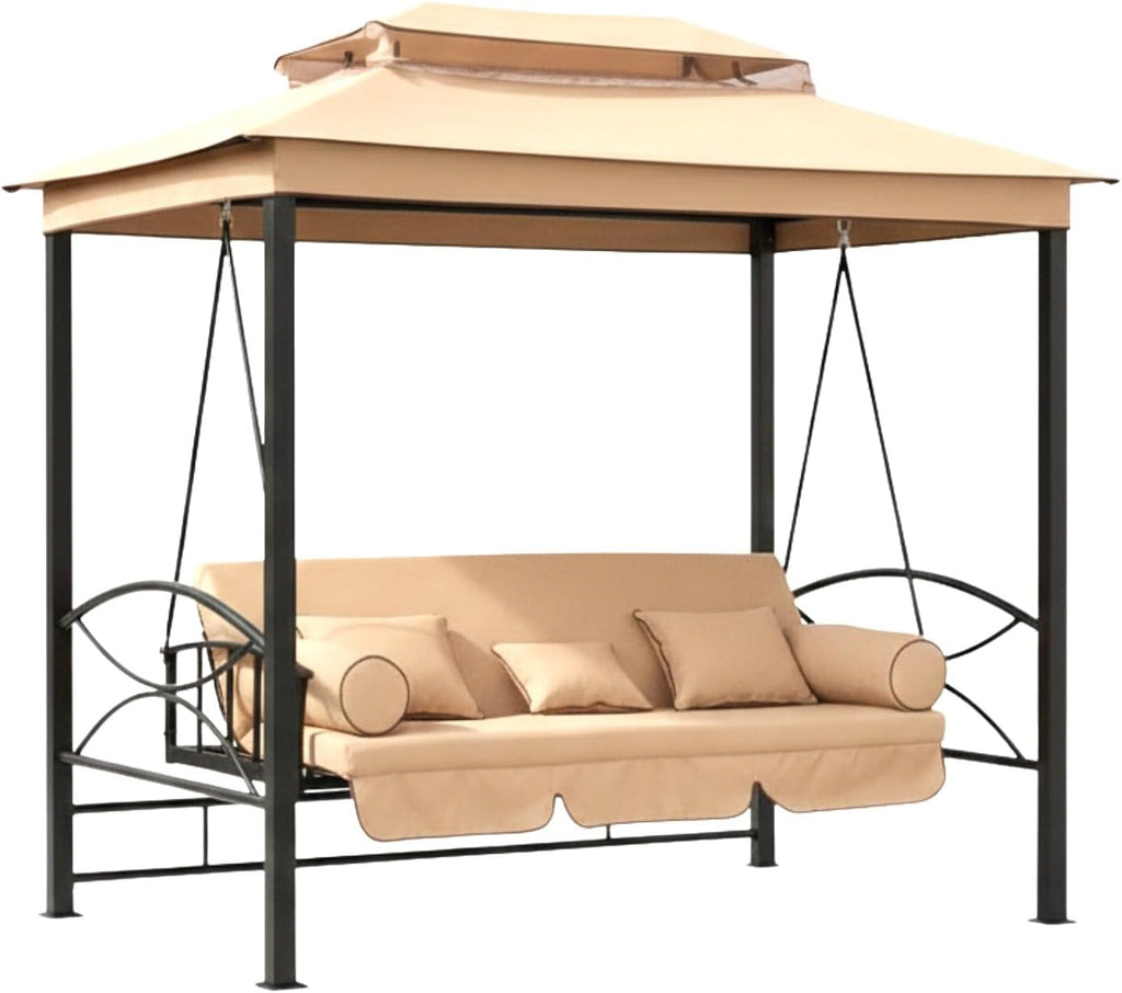 Garden Winds Reinforced Replacement Canopy Top Cover Compatible with The Debora Gazebo 01-0884 Swing - Classic Sand, Riplock 350
