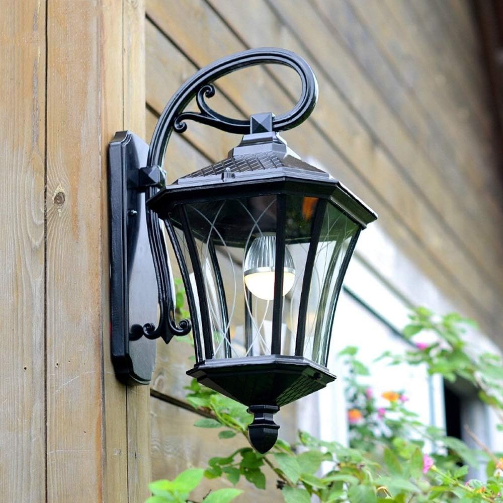 Wall Mounted Light E27 Traditional Outdoor Waterproof Wall Light, Wall Mounted Lighting Fixtures Decoration, Pavilion Garden Balcony Lighting Sconces Lamp Reading Light (Color : Black)