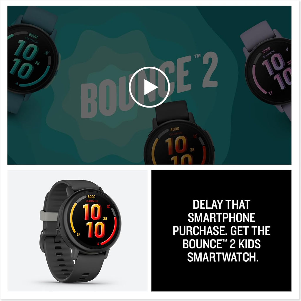 Garmin Bounce™ 2, Kids Smartwatch with Calling, Messaging and Location Tracking Features, Slate Gray