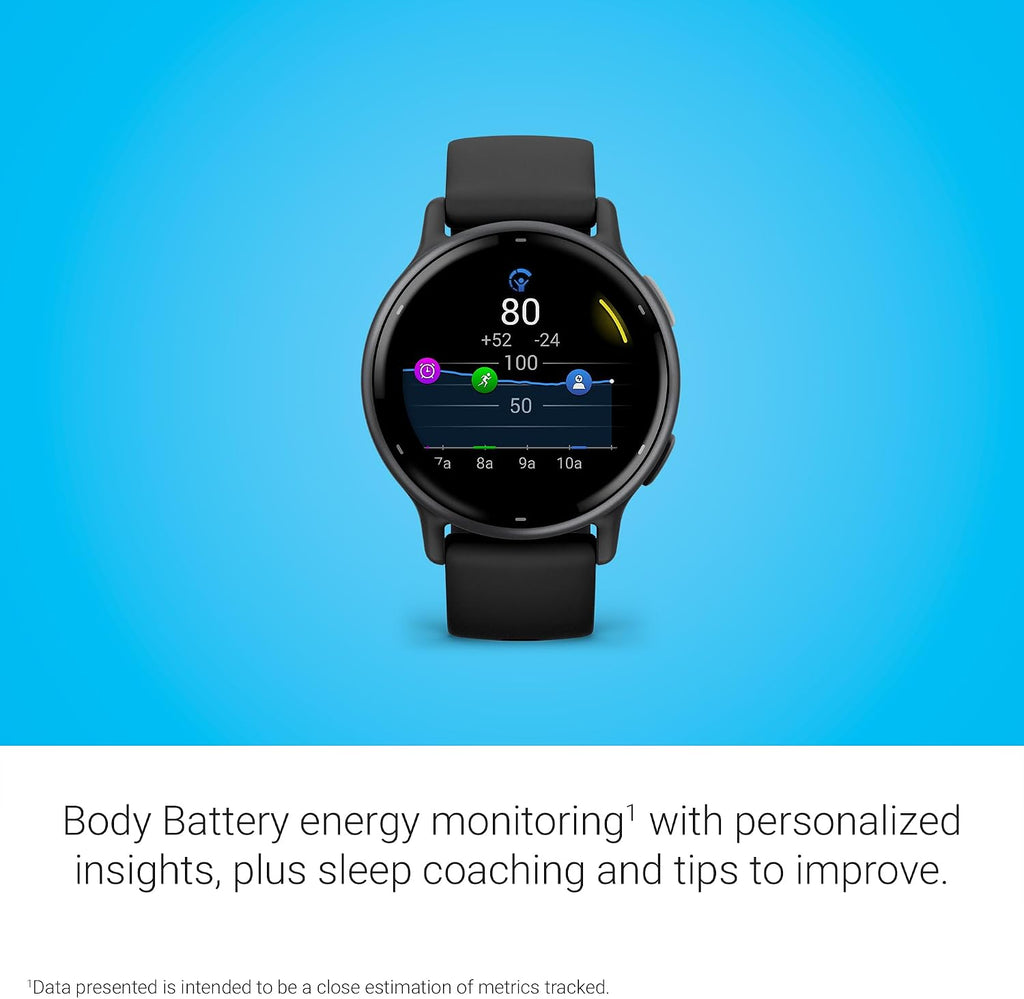 Garmin Vívoactive 5, Health and Fitness GPS Smartwatch, AMOLED Display, Up to 11 Days of Battery, Slate Aluminum Bezel with Black Case and Silicone Band