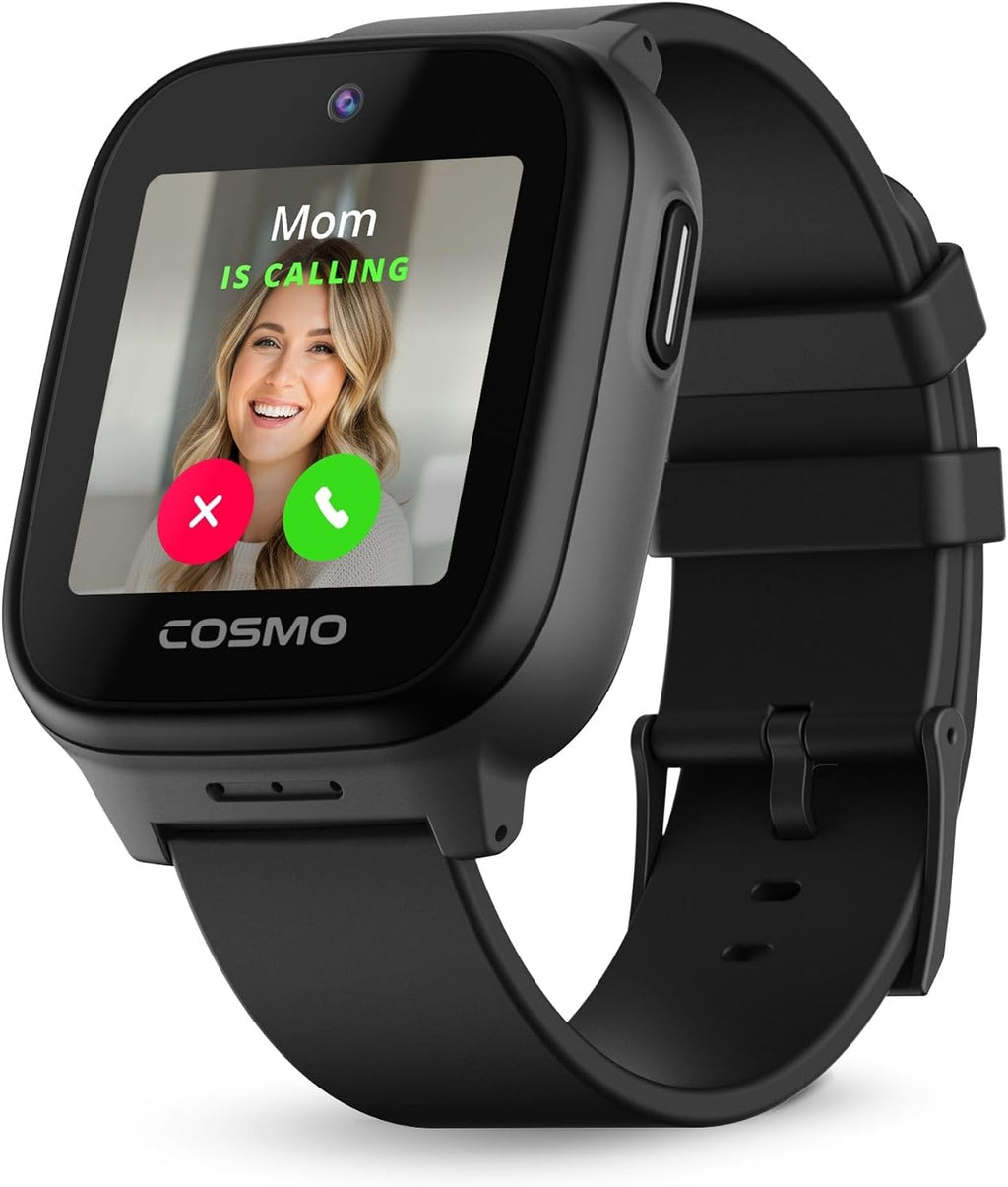 JrTrack 5 Kids Smart Watch by Cosmo | Best Kid-Safe Phone Watch | Precision Real-Time GPS Tracking | Call, Text, Activity, School Settings | Spotify Music | Parental Controls | SOS & Safety Alerts