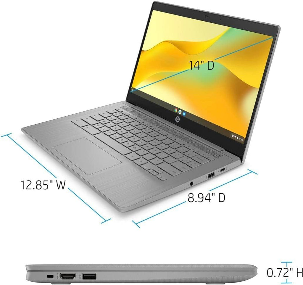 HP Chromebook Laptop Student Business (2023 Model),14' HD Display,Quad-Core Intel Celeron N4120 (Upto 2.6GHz),4GB RAM,64GB eMMC,HD Webcam,WiFi 5,UHD Graphics,Chrome OS +HubxcelAccessory,Modern Gray