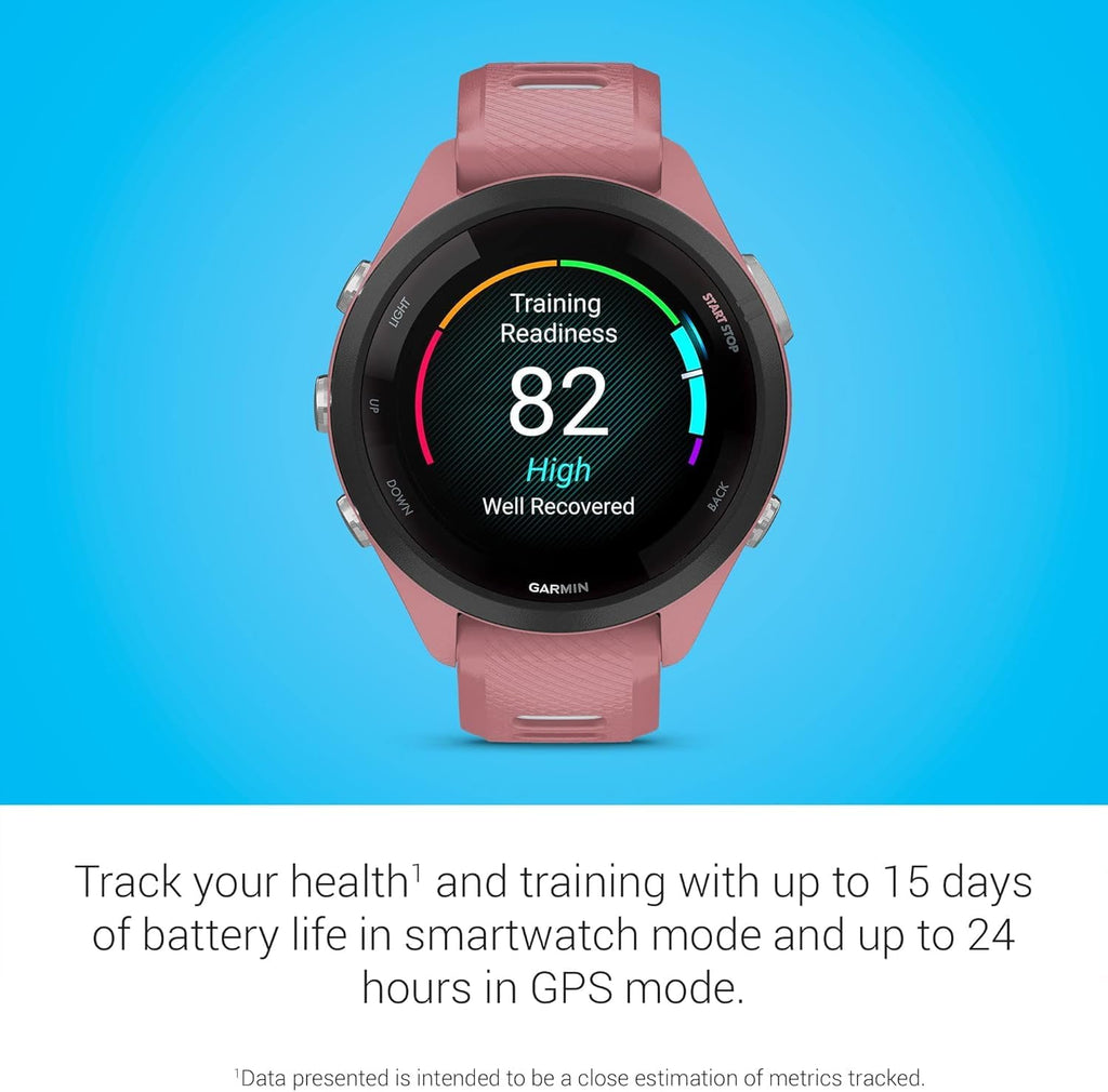Garmin Forerunner 265S Running Smartwatch, Colorful AMOLED Display, Training Metrics and Recovery Insights, Light Pink and Powder Gray (Renewed)