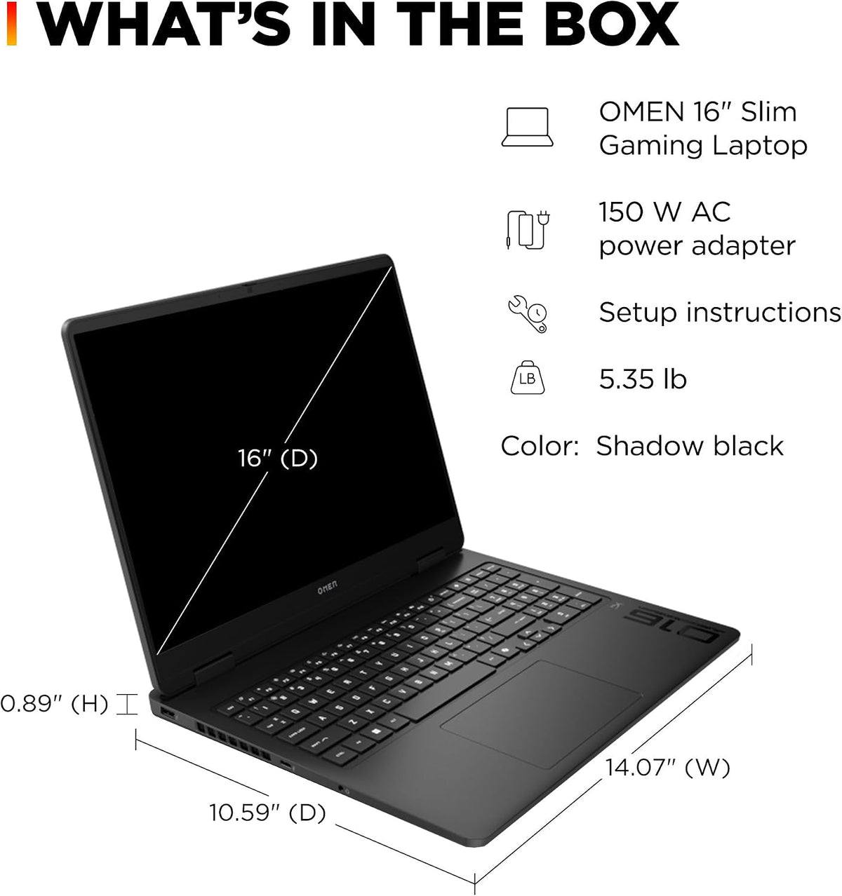 HP OMEN 16 inch Slim Gaming Laptop, 2K 165Hz Display, Intel Core Ultra 7-255H, 16 GB RAM, 512 GB SSD, NVIDIA GeForce RTX 5060 GPU (8 GB Dedicated), Windows 11 Home, Shadow Black, 16-an0000nr