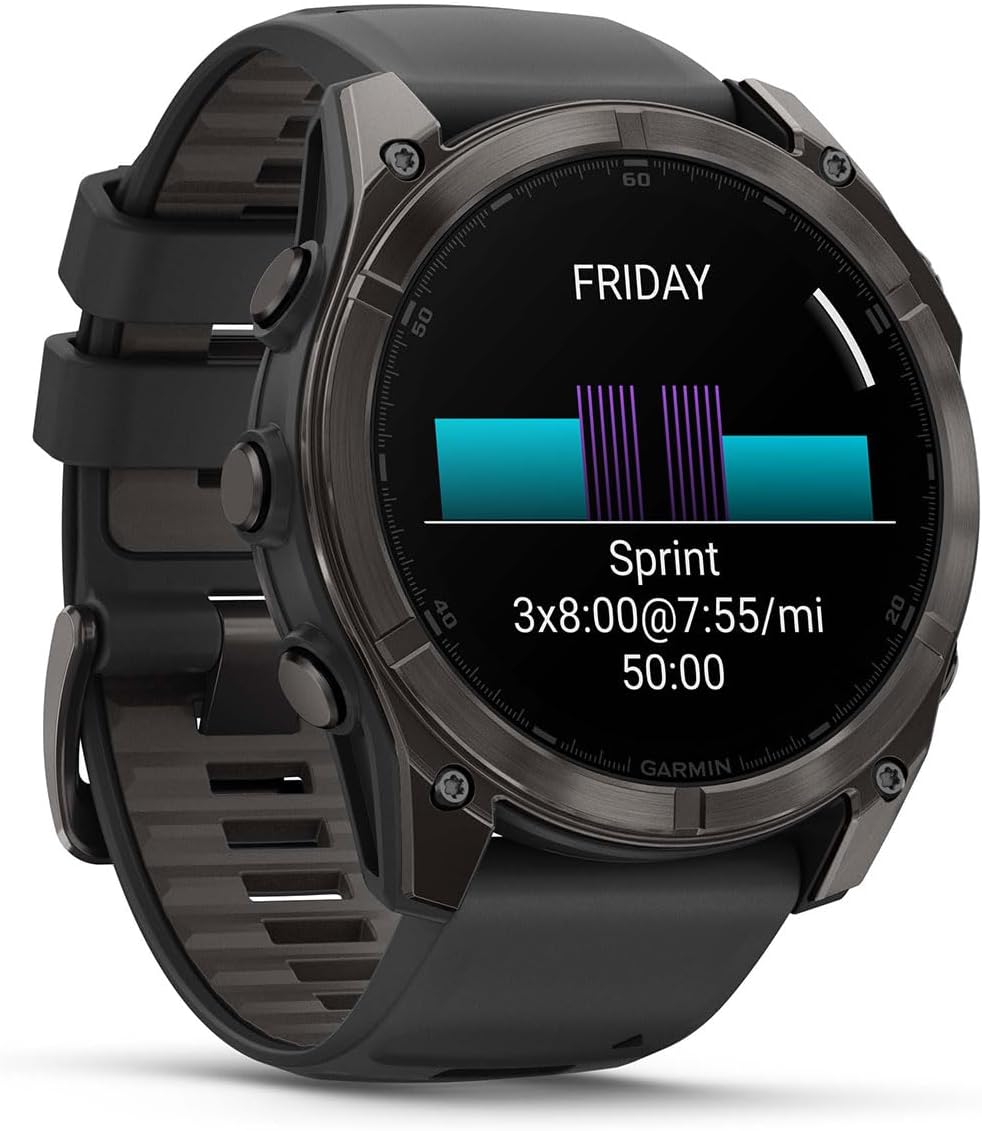 PlayBetter Garmin Fenix 8 AMOLED Sapphire (51mm, Carbon Gray DLC Titanium) Multisport GPS Smartwatch Bundle - 1.4' Touchscreen, Built-in LED Flashlight Charger & Screen Protectors