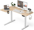 Acrolix 51' Reversiable L-Shaped Electric Standing Desk Adjustable Height Gaming Stand Up Corner Desk Sit Stand Home Office Computer Desk with Splice Board, Light Rustic Brown Top