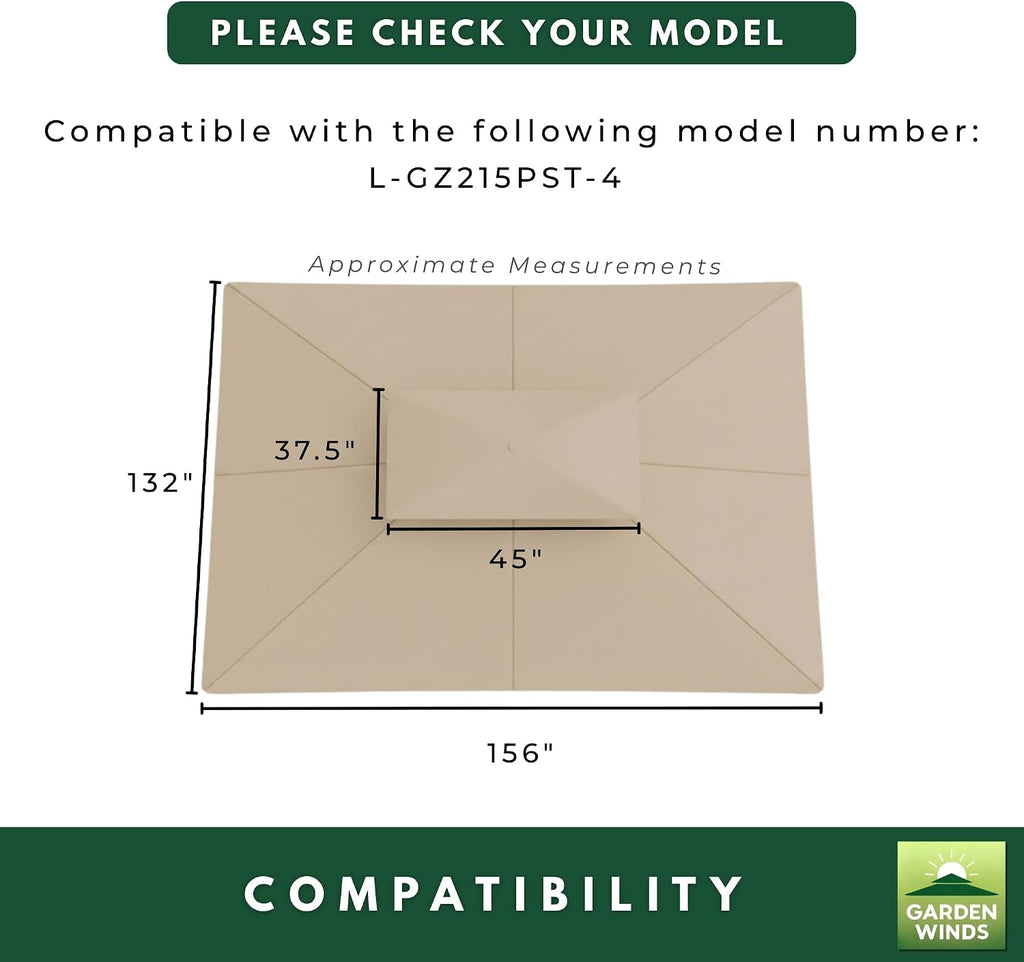 Garden Winds Reinforced RipLock 350 Replacement Canopy Top Cover Compatible with Monterey 10' x 12' Gazebo Model L-GZ215PST-4 - Cinnabar