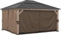 Sunjoy Replacement Curtains for 13 ft. × 15 ft. Wood-Framed Gazebos, Brown
