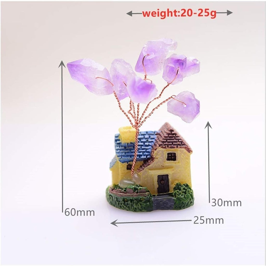 Crystal Tree Natural Amethyst Lucky Tree Crystal Quartz Gem Tree Mineral Ornaments Garden Healing Pavilion Decoration Home Decoration Gemstone Tree,C
