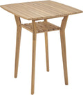 Outdoor Bar Table, Solid Acacia Wood Patio Bar Table, 39.5' High Top Pub Table for Patio, Counter Height Bistro Table for Balcony/Backyard/Deck, Natural